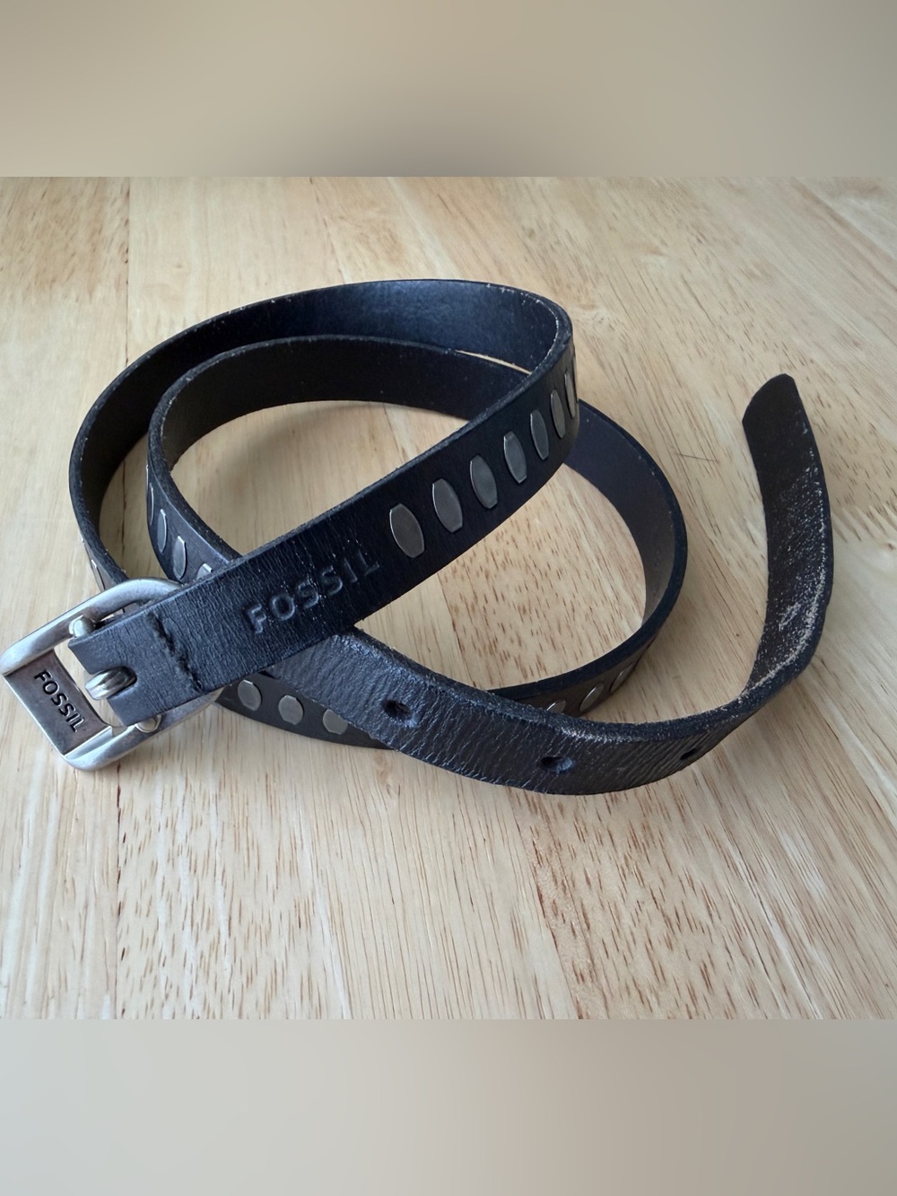 Fossil Black Leather Belt Size Small